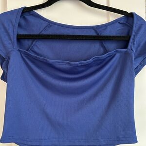 SHEIN Royal Blue Ribbed Crop Top